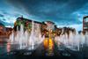 Fountains,At,Piccadilly,Garden,In,Manchester,City,Center,,England.