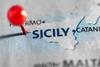 Sicily,Pinned,On,A,Map,Of,Europe.