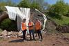 Stuart Anderson MP, Antony Bartlam and Gus Dunster at the landslip site. GARY ESSEX