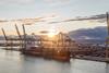 Aerial,Sunset,View,Of,The,Sea,Cargo,Port,And,Container