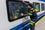 Alstom employee working on Amtrak NextGen Acela in Hornell compressed