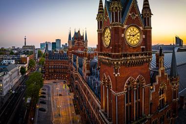 Aerial,View,Of,St,Pancras,And,Kings,Cross,Train,Stations