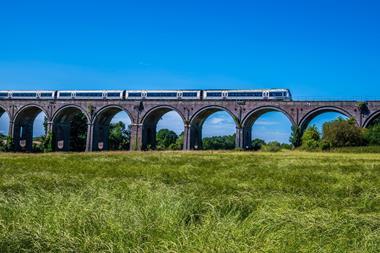 A,Panorama,View,Of,A,Train,Crossing,The,Souldern,Viaduct