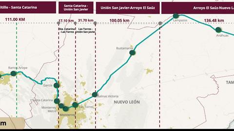 Imagen trazado Saltillo Nuevo Laredo aprobada por el cliente