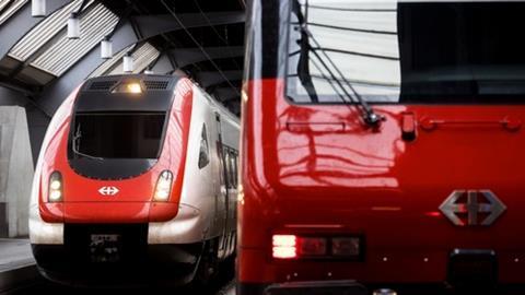 Modern Swiss Federal Railways (SBB) trains