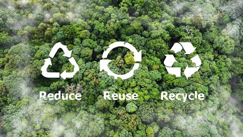 Reduce,,Reuse,,Recycle,Symbol,In,The,Middle,Of,A,Beautiful