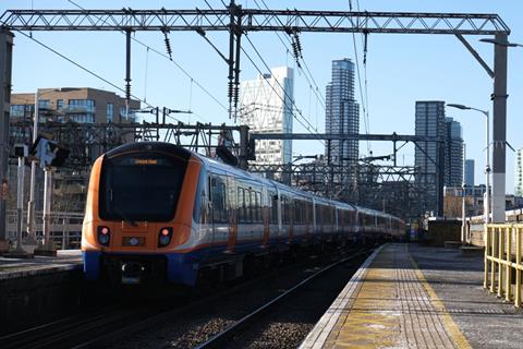 London,,Uk,-,January,10,,2024:,Overground,Train,Leaving,Bethnal