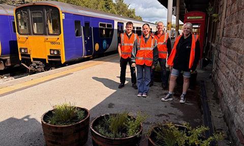 Image shows Buxton biodiversity project installation team (L-R Dominic Greatorex, Mia Hillsden, Nigel Bird & Danielle Brown)