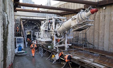 Assembly of HS2 TBM 'Lydia' at Atlas Road, London. (2)