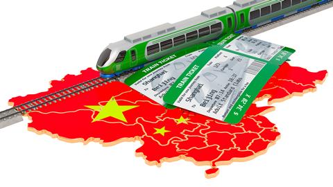 Train,Travel,In,China,Concept.,3d,Rendering,Isolated,On,White