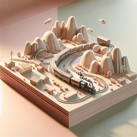Cute,Isometric,3d,Image,Of,Train,Across,Paper
