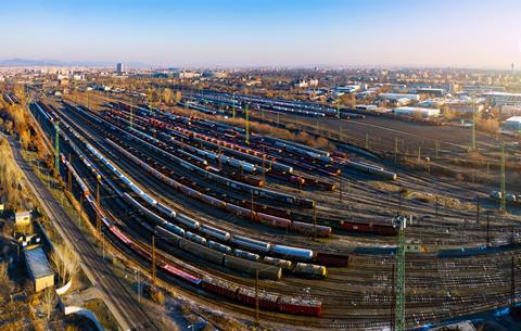 02.14.2021.,Budapest,Hungary,Ferencvaros.,Marshalling,Yard,For,Railway,Cargo,Trains