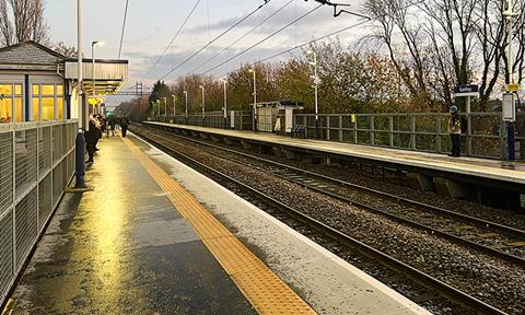 Gatley station Dec 22 ahead of platform extensions in early 2023