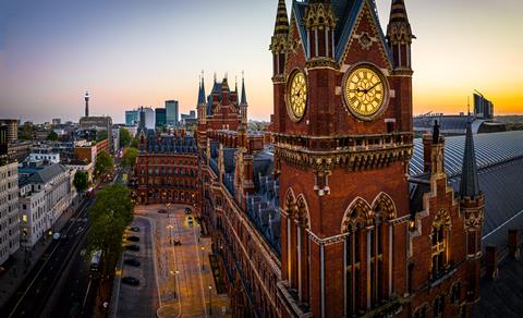 Aerial,View,Of,St,Pancras,And,Kings,Cross,Train,Stations