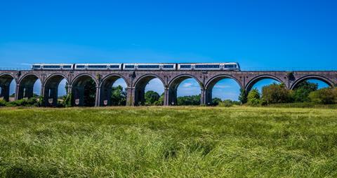 A,Panorama,View,Of,A,Train,Crossing,The,Souldern,Viaduct