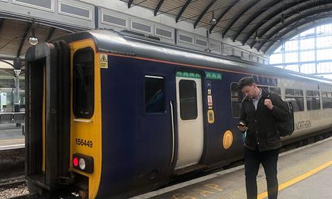This image shows the new whatsapp service being used next to a Northern train