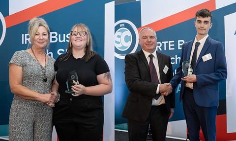IRTE Bus & Coach Skills Challenge Awards - Lesley Evans from Transport Engineer and Neave Sproson NXWM Mechanical and Electrical Apprentice copy