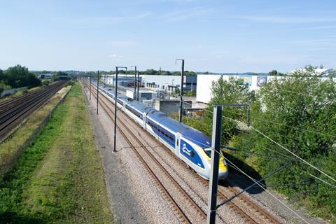Ashford,,England-,18,September,2021:,Eurostar,Train,Going,Under,A